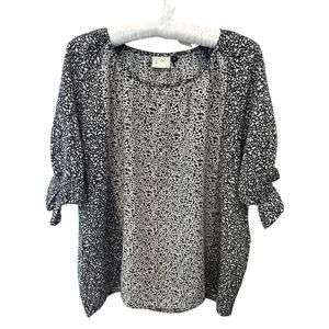 LOVE OLIVE CO | Black White Floral Blouse 100% Cotton Top NWT | Medium
